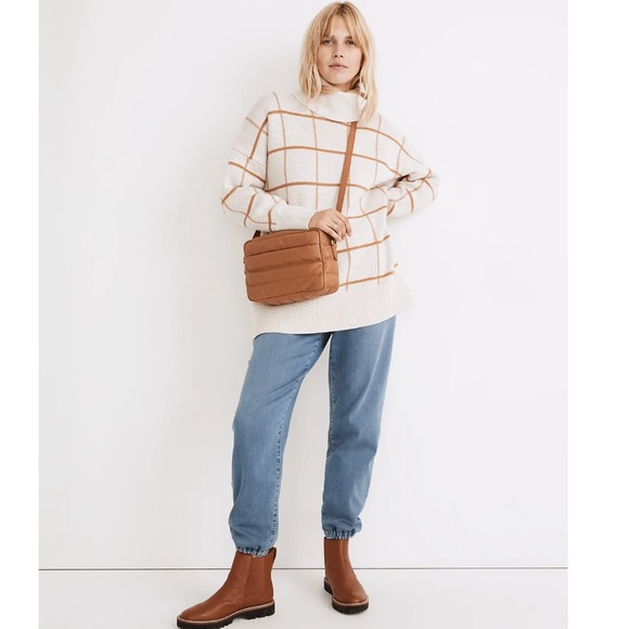 NWT Madewell Pearldale Turtleneck Sweater in Windowpane - Picture 2 of 7